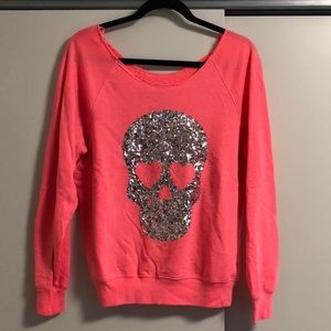 Pink off the shoulder hoodie